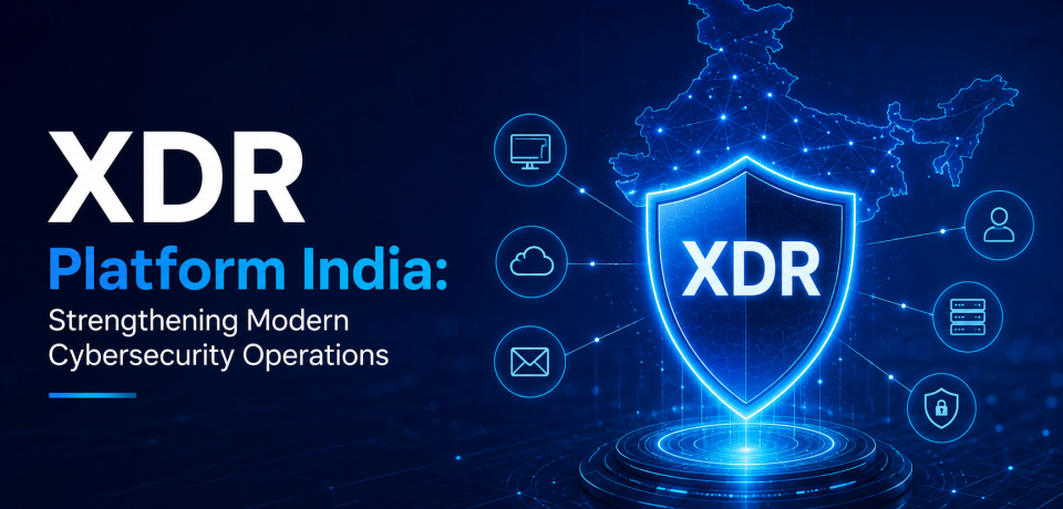 XDR Platform India dashboard with cybersecurity shield and digital network protection