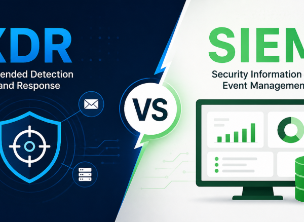 XDR vs SIEM comparison showing differences in threat detection, response, and SOC visibility with modern cybersecurity tools