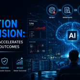 From Detection to Decision: How Agentic AI Accelerates Cybersecurity Outcomes Agentic AI in cybersecurity dashboard showing AI-powered threat detection, automated investigation, and intelligent incident response in a modern Security Operations Center (SOC).