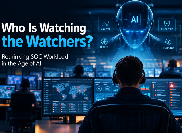 AI-powered Security Operations Center monitoring cybersecurity threats and SOC workload