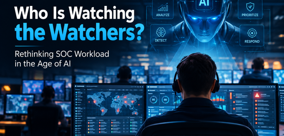 AI-powered Security Operations Center monitoring cybersecurity threats and SOC workload