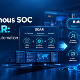 Autonomous SOC vs SOAR: Why Security Automation Must Evolve Autonomous SOC vs SOAR comparison illustrating AI-powered threat detection, automated security workflows, autonomous investigation, incident response, and continuous learning.