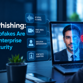 Beyond Phishing_ Deepfake Identity Security AI deepfake cybersecurity threat showing a digitally manipulated face during a video call, highlighting enterprise identity security risks.